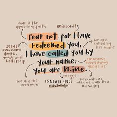 a handwritten bible verse with the words i have called you by your name