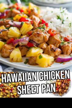 hawaiian chicken sheet pan with pineapples and onions