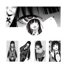 an image of some anime characters in black and white with their faces half turned to the camera