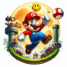 an image of mario running in the air