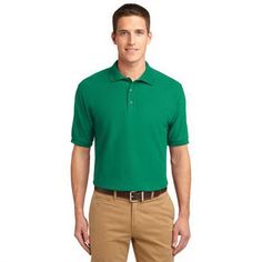 Port Authority Silk Touch Polo. An enduring favorite, our comfortable classic polo is anything but ordinary. With superior wrinkle and shrink resistance, a silky soft hand and an incredible range of styles, sizes and colors, it&#39;s a first-rate choice for uniforming just about any group. 5-ounce, 65/35 poly/cotton pique Flat knit collar and cuffs Metal buttons with dyed-to-match plastic rims Double-needle armhole seams and hem Side vents Yellow Polo Shirt, Teal Shirt, Clover Green