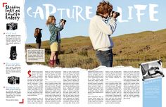 an article in the magazine features two people taking pictures with their cameras and another person holding a camera