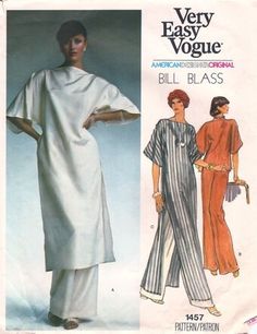 Kaftan Pattern, Vintage Vogue Patterns, Tunic Sewing Patterns, Vintage Vogue Sewing Patterns, Patron Vintage, 1970's Fashion, Pants Sewing Pattern, Vogue Sewing Patterns, Tunic Pattern