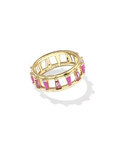 Trendy Things 2024, Kendra Scott Ring Gold, Cute Girly Accessories, Yellow Gold Enamel Stackable Rings, Trendy Yellow Gold Enamel Jewelry, Trendy Gold Enamel Open Ring, Trendy Gold Open Enamel Ring, Pink Enamel Stackable Jewelry, Trendy Gold Open Ring