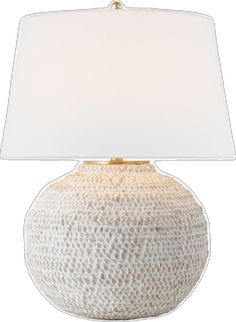 a large white vase with a light on it's base and a lamp shade