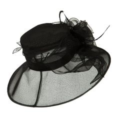 Glitter Big Bow Organza HatMade of 100% polyester.ONE SIZE fits most with size adjustable string inside, fitting up to 7 1/4.Inner satin hatband.Adult/Female.Crown measures 4 inches deep.Brim measures 5.5 inches wide.Hand wash only.Imported. Solid in color, glitter accented fashionable organza hat for ladies.Glitter is accented all around the hat.Crown of hat is featured with a big bow decorative hat band.Bow is detailed with feathers and glitter.Plastic wired downturned brim.Our fancy organza hat is an excellent headwear for your special occasions such as Kentucky Derby, tea outings, garden parties, weddings and others.Spring and summer.17(W) X 17(L) X 6(H) inches.Lightweight, soft and cool material.Available in different colors and styles. Dressy Hats, Big Hat, Garden Parties, Sticker Patches, Big Bow, Patch Design, Big Bows, Hat Band, Custom Hats