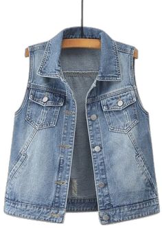 Trendy Medium Wash Vest Outerwear, Trendy Denim Vest Outerwear, Casual Sleeveless Denim Top For Fall, Trendy Denim Blue Vest Outerwear, Fall Sleeveless Denim Vest Top, Denim Vest For Fall, Trendy Sleeveless Denim Top For Fall, Sleeveless Medium Wash Denim Top For Fall, Casual Denim Vest For Fall