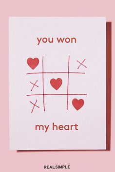 a card that says, you won my heart