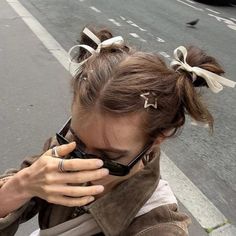 Clip Hairstyles, Ribbon Hairstyle, Star Hair, Hair Combs, Jingle Bell, Dream Hair, 가을 패션, Aesthetic Hair, Hair Dye