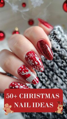 Art Noel, Christmas Gel, Red Christmas Nails, Back To School Nails, Christmas Nails Easy, Cute Christmas Nails, Christmas Gel Nails, Nails Easy