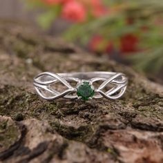 "Unique dainty celtic style solitaire emerald promise ring for her, Womens celtic emerald engagement ring, Gift for woman,Gift for girlfriend WE OFFER UNLIMITED PERIOD INSTALLMENTS PLAN This is a beautiful, stunning, feminine ring that works well for all occasions, styles, and ages. You will love it! Ring information Stone: Emerald Approximate size: 3.5mm Metal type: Silver Metal stamp: 925 Sterling SIlver Customization / Replacements It's easy to create jewelry that's perfect for you. Change th May Birthstone Promise Jewelry With Round Cut, May Birthstone Jewelry For Promise Occasion, May Birthstone Jewelry For Promise, Fine Jewelry Solitaire For May Birthstone, Green Round Band Jewelry Gift, Green Jewelry With Round Band For Gift, Promise Jewelry With May Birthstone, May Birthstone Emerald Round Band Jewelry, Emerald Round Band Jewelry For May Birthstone