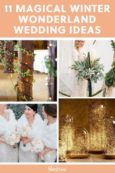 the collage shows images of different wedding decorations