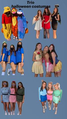 several photos of women dressed in halloween costumes