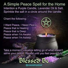 Purple Candle Magic, Peace Spell, I Want Peace, Candle Magic Spells, Purple Candles