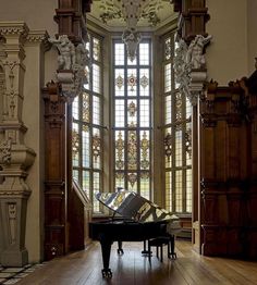 Harlaxton Manor, Castle Aesthetic, Grand Piano, Vintage Interiors, House Goals, Manor House, Picture Library, Beautiful Architecture, My New Room