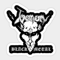 a black and white sticker with the words demon on it