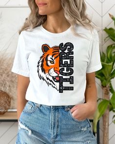 Tigers Shirt, Go Tigers, Tiger Shirt, Dtf Print, Tiger T Shirt, Gildan Sweatshirts, Baseball Mom, Tiger Print, Dtf Transfers