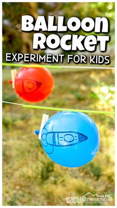 balloon rocket experiment for kids with text overlay