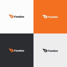 four different logos for food and drink company, including the foddo logo on one side