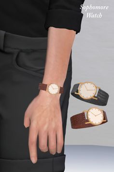 a person wearing two wrist watches on their left hand and another watch on the right