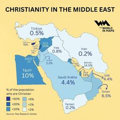 the map shows where people are in middle east and western asia, according to which country they live