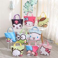 Material: Canvas Color: 19 colors for choose Size: 27*22*10cm Quantity: 1pcs     Packing Includes: 1* Handbag Kuromi Birthday, Hello Kitty Cinnamoroll, Hello Kitty Birthday Party, Diy Tutu, Bento Bags, Sanrio Cinnamoroll, Hello Kitty Party, Canvas Storage, Hello Kitty Birthday