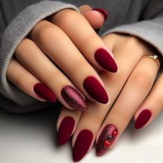 Short Sassy Nails, Short Gel Nails Red, Matte Red Nails Design, Crimson Red Nails, Classy Red Nails, Fall Nails Red, Red Nails Art, Red Matte Nails, Sassy Nails