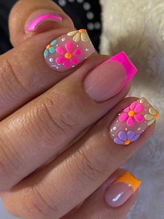 Cute Simple Nails, Her Nails, Flower Nail, French Tips