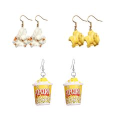 PRICES MAY VARY. 💕Funny Design: When you think of ice cream cake and popcorn, I believe that your feeling is very sweet, wish every girl with it, can have a life like honey, so sweet and lovely! If you are a food lover, I am sure you will love these earrings. 💕Material: Environmentally friendly material, Lead-Free & Nickel-Free,High quality craft. 💕Lightweight and comfortable: The dangle earrings are made of polymer clay and alloy, safe, lightweight and comfortable to wear, bright and vivid c Ice Cream Clay Earrings, Dessert Clay Earrings, Ice Cream Earrings, Ice Cream Cone Earrings, Miniature Food Earrings, Food Charms, Food Earrings, Statement Drop Earrings, Food Jewelry