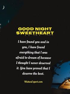 a night scene with the words good night sweetheart written in black and yellow on it