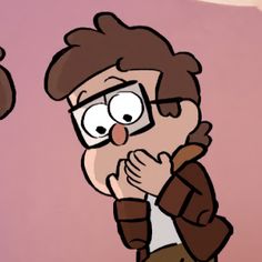 an animated image of a man with glasses and a beard looking at another man's face