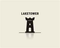 a black and white photo with the words lake tower