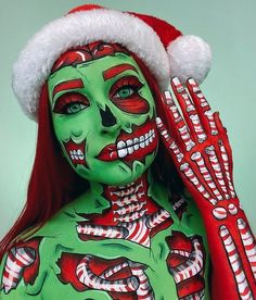 Christmas Competitions, Monster Makeup, Scary Christmas, Christmas Horror, Face Art Makeup