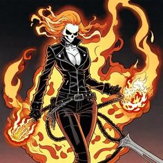 "Anime Female Ghost Rider: A Spectral Avenger in Nor... | OpenArt Ghost Rider Anime, Female Ghost Rider, Nordic Armor, Victorian Tattoos, Ghost Rider Art, Halloween Character Design, Ghost Rider Costume, Ghost Rider Drawing