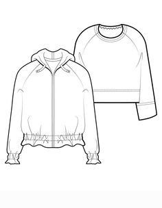 a drawing of a jacket with ruffled sleeves