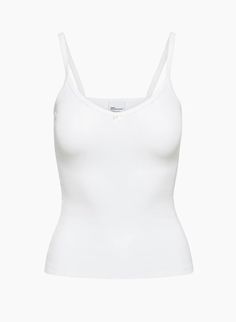 HOMESTRETCH™ LACE V-NECK CAMI HIP TANK | Aritzia Aritzia Tank Top, White Align Tank, Plain White Tank Top, Basic White Tank Top, White Tank Top Outfit, White Satin Top, White Ribbed Tank Top, White Tank Tops, Acid Bath