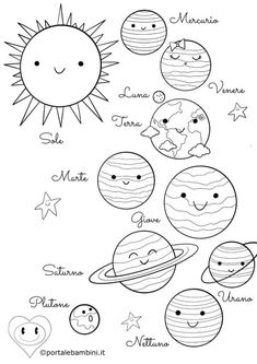 the solar system coloring page for kids to print out and color with their own pictures