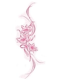 a pink flower tattoo design on a white background with the word love written in cursive writing