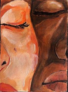 an abstract painting of a woman's face with her eyes closed