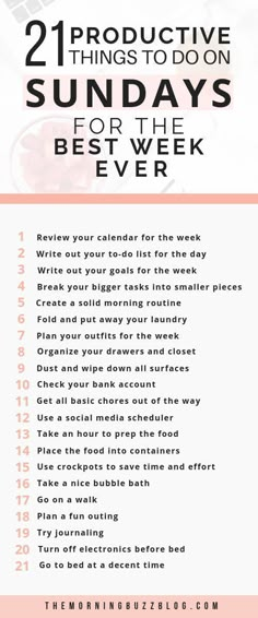 “Are you afraid of falling behind in the week? Your Monday doesn't have to be stressful. Here are 21 Sunday habits you can do to set your week up for success.” Sunday Habits, Productive Sunday, Falling Behind, Productive Things To Do, Vie Motivation, Time Management Tips, Life Tips, Good Habits