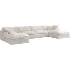 Elegant and eye-catching, the stunning Modular Sectional from Maklaine is the perfect addition to any space. Features : Soft Cream Velvet Overstuffed Soft Fiber Filled Cushions for Maximum Comfort Modular To Create Infinite Configurations Overall Height 35" When Back Cushion Fully Upright Contemporary Design Easily Attach Using Attachment Latch Underneath Specifications : Assembly Required : No Seat Dimensions : 142" W x 32" D x 18.5" H Arm Height : 24.75" Color: Off-White.