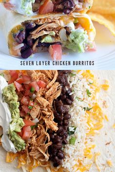 chicken burritos with black beans and guacamole