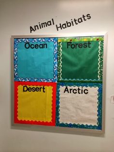 an animal habitat is displayed on the wall