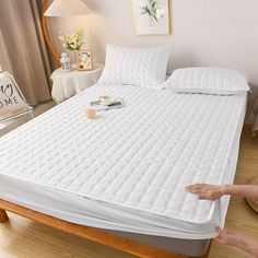 the mattress is made and ready for someone to put it in their bed room or bedroom