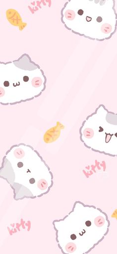 an image of cute kawaia cat wallpapers in pastel pink and yellow