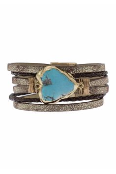 Saachi | Braided Turquoise Leather Bracelet | Nordstrom Rack Leather Gemstone Jewelry, Turquoise Stone Jewelry, Diy Leather Bracelet, Natural Turquoise Stone, Turquoise Accents, Turquoise Leather, Braided Leather Bracelet, Braided Bracelet, Keep Jewelry