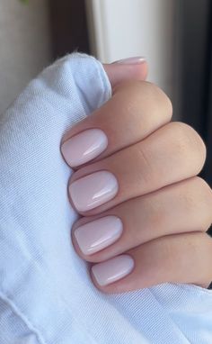 One Colour Nails Short, Natural Nails Painted Simple, Regular Polish Manicure, Short Squoval Nails Spring, Basic Gel Manicure, Real Nail Manicure, Nails Wide Nail Bed, Short Minimal Nails, Short Painted Nails Simple