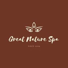 the great nature spa logo is shown on a brown background with white lettering and an image of