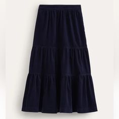 Brand New Boden Navy Viv Cord Tiered Maxi Skirt: 100% Cotton Machine Washable Fitted Through Waist Widening To A Flattering Full Skirt Maxi Length Side Pockets Unlined Concealed Side Zip Size 6 Ukr / 2 Usr Tiered Maxi Skirt, Skirt Maxi, French Navy, Full Skirt, Side Zip, Maxi Skirt, Womens Skirt, Brand New, Skirt