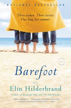 the cover of barefoot by eli hilderband, with three people wrapped in a yellow towel